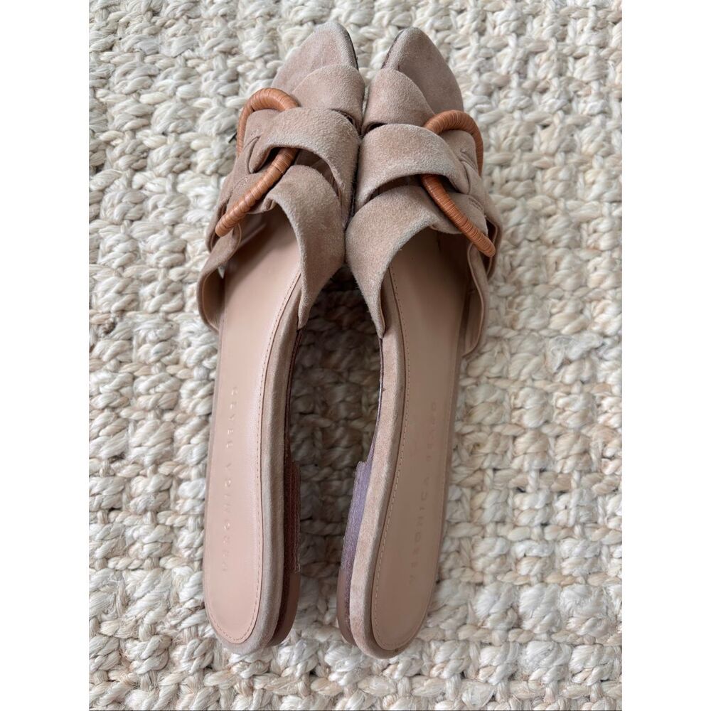 Veronica Beard Madeira Suede raffia Ring Slide Sandals | Quiet Luxury Resort Fla - Picture 6 of 8